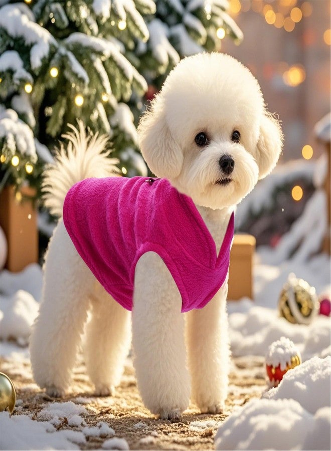 Rbenxia 1 Piece Dog Sweater with Leash Ring Soft Fleece Vest Dog Pullover Warm Jacket Pet Dogs Clothes Winter Dogs Outfits for Small Puppy Cat Pets (Rose Red, Large) - Image 4